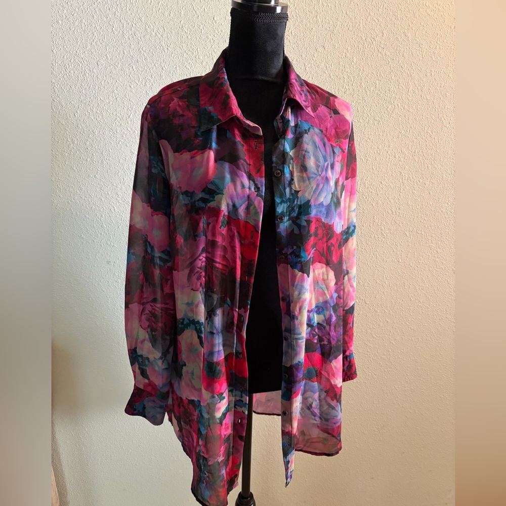 Gianni Bini Multicolor Floral Button Down Top Size Medium NWOT